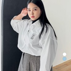 오버핏옥스포드셔츠 102102 여성용 빅사이즈 옥스포드 오버핏 자수 셔츠