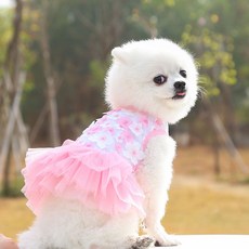 PASTEL PET 寵物花朵蕾絲連身裙, 1個, 粉色
