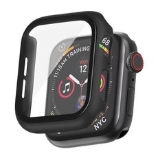 아이엠듀 하이브리드 풀커버 강화유리 스마트워치 케이스 일체형 40mm, 올블랙