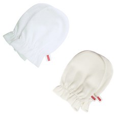 fisher-price 費雪 嬰兒防抓手套 2雙入, 棉質保暖吸汗, 手腕鬆緊帶設計, 白色 + 奶油白