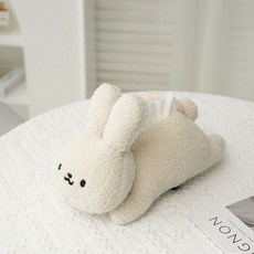 더자카 귀여운 털 토끼 티슈 케이스, 화이트