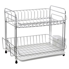 Stopia 餐具瀝水架 C款 2層, 銀色 41.5x34x37.5 公分, 銀色 + 白色, 1個