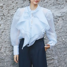 포플러앤씨 여성용 링클라 프릴 블라우스 P24FBL071318