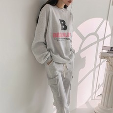 보리맘 기모 비가 맨투맨 건빵 와이드 팬츠 세트 임부복