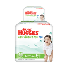 하기스 2021 네이처메이드 썸머 팬티형 기저귀 아동용 점보형 6단계(17kg~ ), 64매