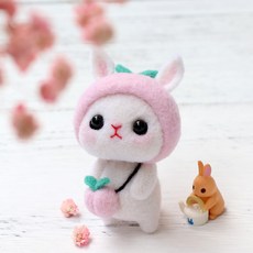 아트조이 DIY 양모펠트 키트, 1세트, 복숭아 토끼
