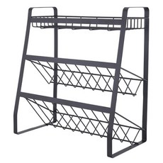 Block Mart 廚房不鏽鋼斜面調味料收納架 35x18x38公分 黑色1入, 黑色, 35 x 18 x 38cm, 1個