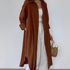 패션나비 임산부 롱 셔츠 원피스 가디건