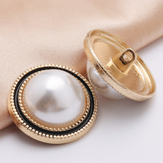 쿠미핸즈 진주 라운드 단추 20mm, 골드블랙, 5개