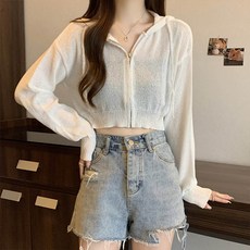 앤드스타일 여성용 제시 크롭 후드 니트 집업 가디건 261131