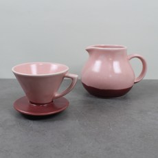 달소금 도자기 핸드드립 항아리저그 600ml + 드리퍼 세트 피치, 1세트, 항아리저그 + 드리퍼