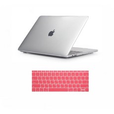 뉴 맥북 프로 M1 A2338 컬러 키스킨 + 하드 케이스, 핑크(키스킨), 투명(케이스), 1세트