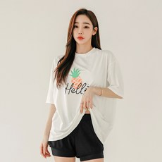여성용 오버핏 루즈핏 래쉬가드 상하의세트 BEIV7205PA