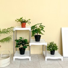LIVING HAPPY Virtuna 階梯式植物方形架子, 白色, 4層