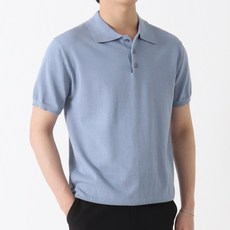 지지블랙 남성용 제노 프리미엄 쿨 워셔블 린넨 버튼 카라 반팔 니트