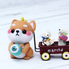 펫돌 양양이 니들펠트 인형 DIY 세트, 눈알 아기시바, 1세트