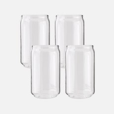 로코리빙 홈 심플 내열 글라스 비어캔텀블러 350ml, 4개