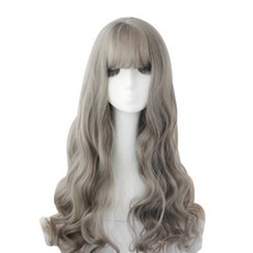 여성 장발 염색 가발 70cm, 1개, 에쉬그레이
