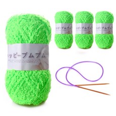 해피붐붐 수면사 털실 80g x 4p + 줄바늘, 138 라임그린, 104m