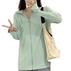 愛北鼻 成人冰絲涼感防曬外套，UPF50+，袖口留指洞, 淺綠色, 2XL