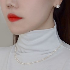미니아트 여성용 92.5 SILVER 밥알 진주 목걸이 TM136