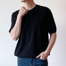 남자브이넥반팔니트