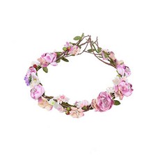 Minsung Company花朵條紋髮冠, 1個, 粉色的