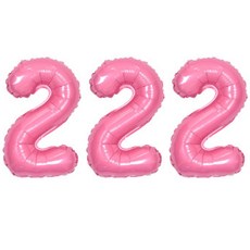 JOYPARTY 숫자 은박 풍선 대, 3개, 핑크 2