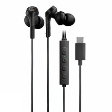 audio-technica 鐵三角 USB Type C 耳塞式降噪耳機, SOLID BASS HD驅動單元, 1.2m U型導線, 黑色, ATH-CKS330NC