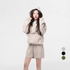 코튼클로젯 여성용 후디 반집업 아노락 + 반바지 세트