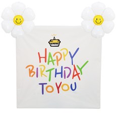올리브파티 파티 용품 데이지 풍선 + 생일 포스터 세트, 01 컵케익(포스터), 혼합색상(풍선), 1세트