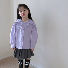 BABYMAX 女童款花朵翻領雪紡衫