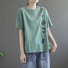 여성용 MA 캐주얼 프린팅 미시 반팔 티셔츠