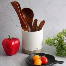 마시 도자기 포개다 수저통 + 받침대 스탠다드 세트, 화이트, 1개
