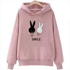 스마일 레빗 오버핏 기모 임산부 후드티