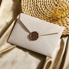 Leadhome 亞麻紋信封信紙組 (信封3入+信紙10入+封蠟貼紙3入) 白色, 10張