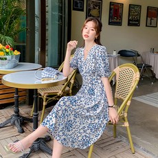 레몬소울 딩걸 플라워 밴딩 반팔 원피스
