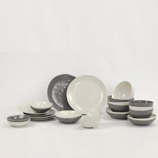 Pavlovus Sol 4人份餐具組 24入, 1組, 空氣 4p + 處理 4p + 冷小 4p + 冷中 4p + 冷大 2p + 小盤 4p + 中盤 2p, 奶油色+灰色