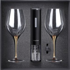 라헨느글라스 리얼 골드 브릿지 유니버셜 와인잔 470ml 2p + 트레비앙 전동 와인 오프너 DM-803 선물세트, 1세트