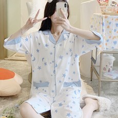 임산부 배색카라 패턴 롱 원피스 잠옷