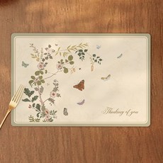 메이크마인 고급 감성 방수 방유 실리콘 가죽 식탁매트, 나비6, 1개, 45 x 30 cm