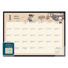 CCHING 青青文具 2025 月計畫表桌墊, A4, 貓行李
