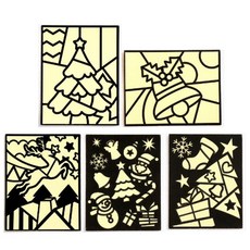 minhwashop 箔紙藝術貼紙5套, 鈴兒響叮噹，樹，魯道夫，聖誕老人雪人，禮品盒, 4套