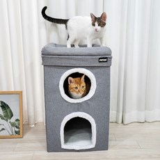 PETCA貓3層墊貓屋House Summum House特大號, 灰色的