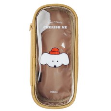 뭉구 8000 보바 pvc 투명커버 펜파우치 베이지 1개