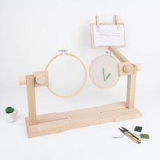 手縫原木坐式繡花框含圖案架刺繡框工作支架, 1個, 混色