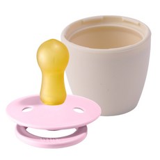 BIBS 컬러 고무 쪽쪽이 + 실리콘 화분캡 세트, 3단계(18~36개월), 베이비핑크(쪽쪽이), 아이보리(화분캡)