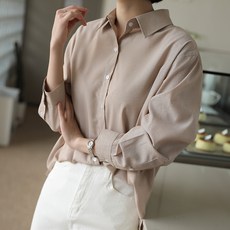빼빼 여성용 세로 잔스트라이프 루즈핏 코튼 셔츠 남방