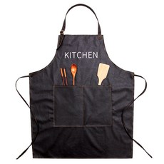 유니코시 바리스타 키친 앞치마 미듐 57cm, 블랙, 1개