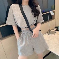 여성용 블랙101 심플 베이직 트레이닝 상하의 세트 B234WF00297